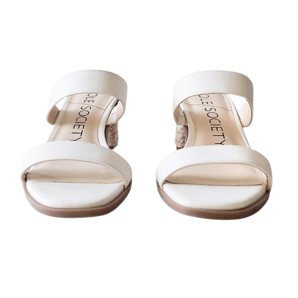 Sole Society Lunespa White Two Strap Block Heel Sandals Espadrille - Picture 5 of 8